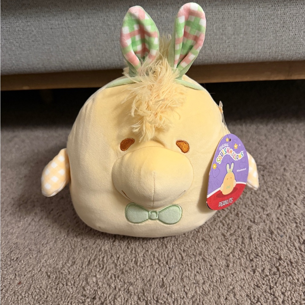 Squishmallows Cream Plush with Green Bow